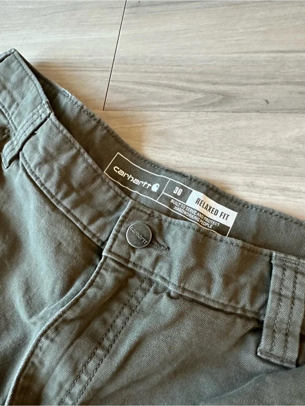 Carhartt Men's Relaxed Fit Canvas Utility/Carpenter Shorts Olive Green Size 36